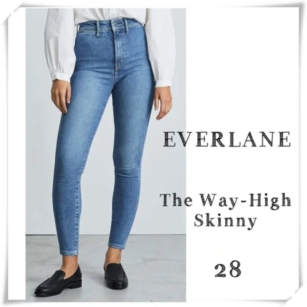 Everlane The Way High Clean Front Skinny Jean in Faded Blue Wash Sz. 28 Regular